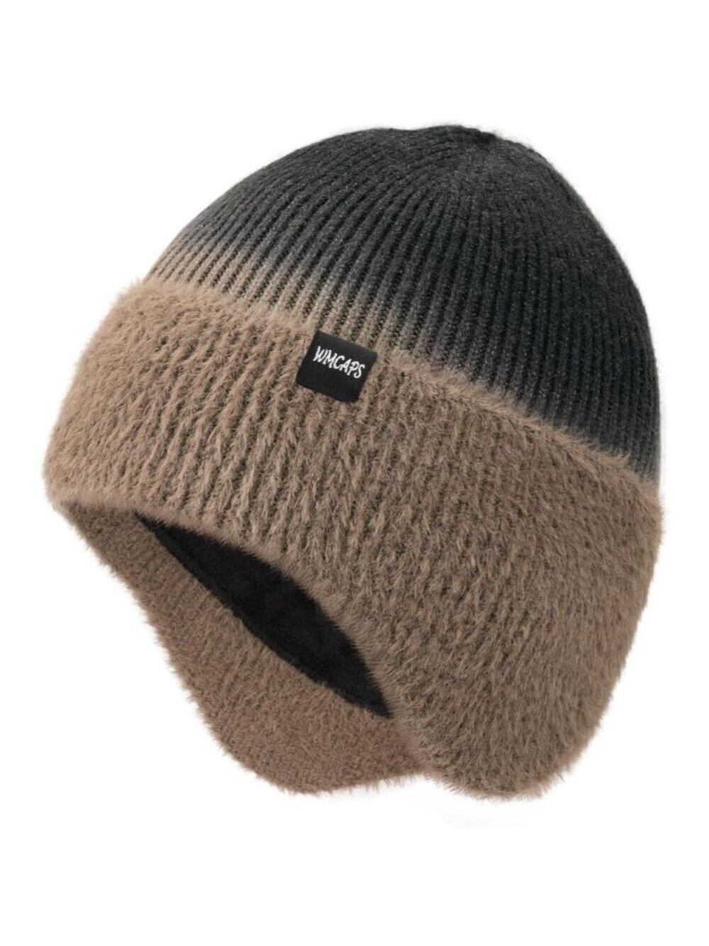 Unisex Tie-dye Khaki Fleece Thermal Lined Knit Warm Earflap Classic Stocking Cap